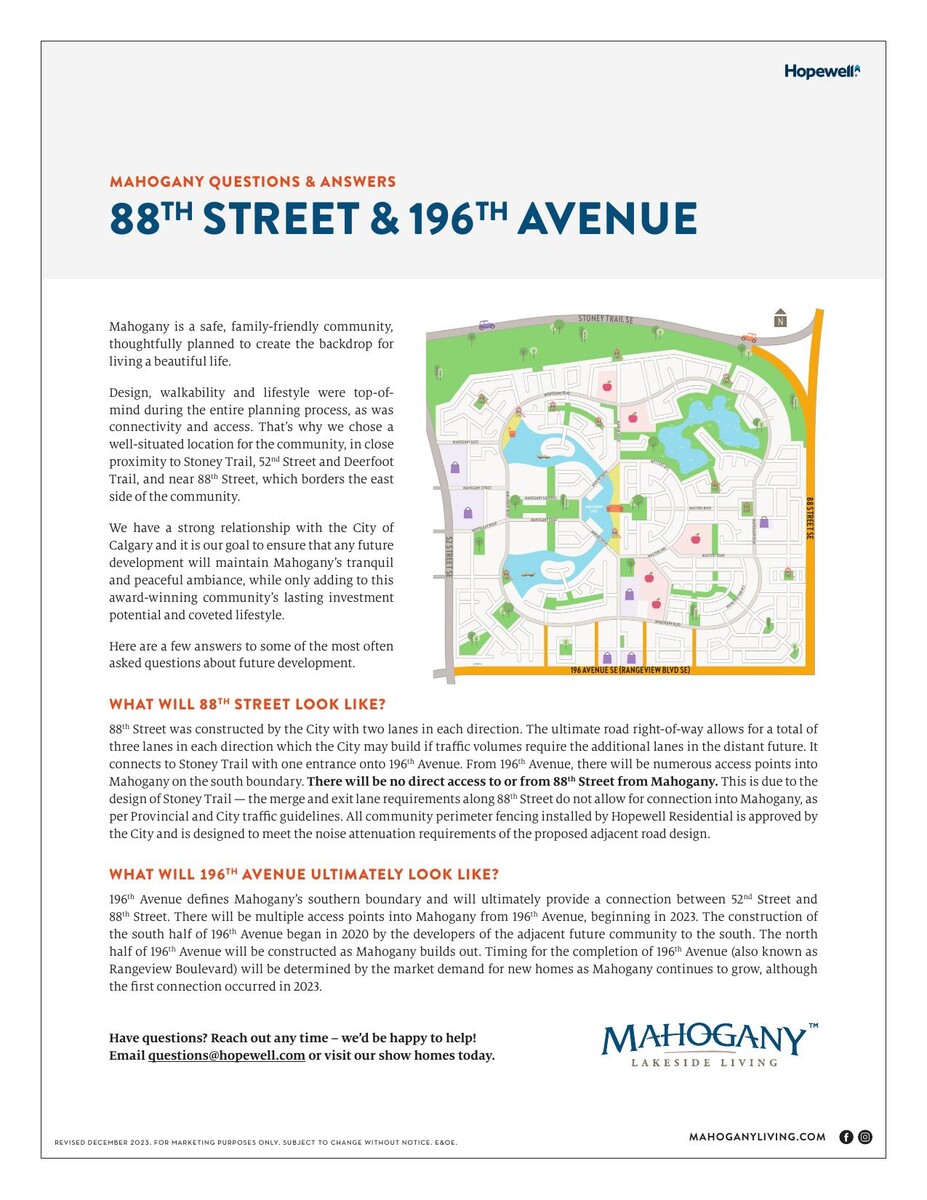 Site plan for Mahogany (Ex) in Calgary, Alberta