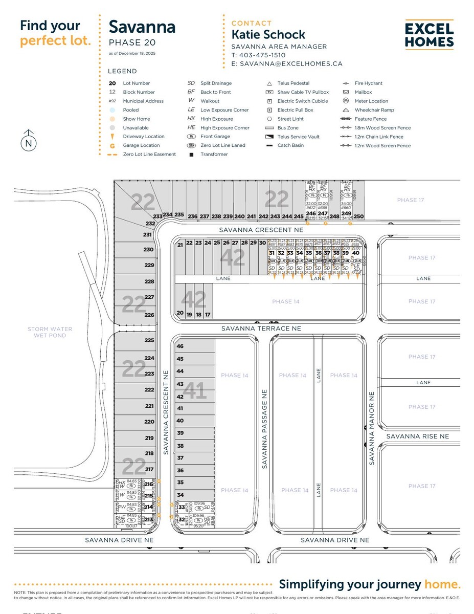 Site plan for Savanna (Ex) in Calgary, Alberta
