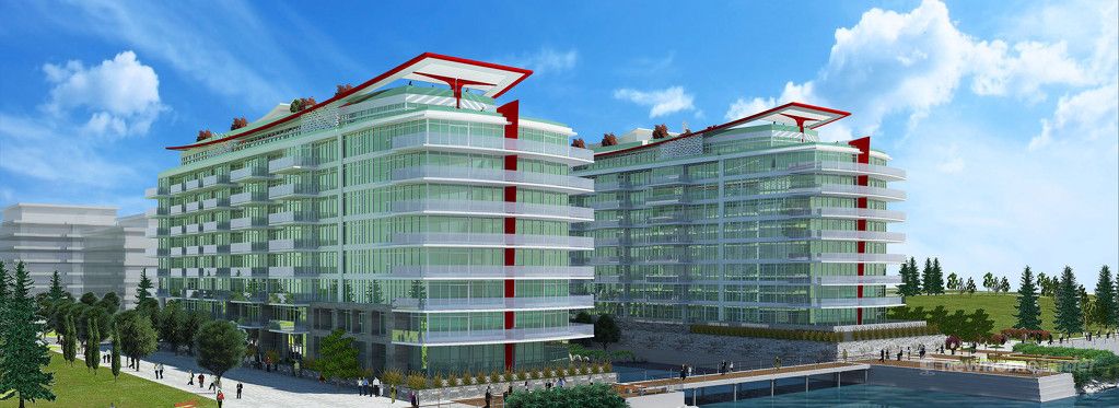 New homes at Cascade at The Pier development by Pinnacle International in North Vancouver, British Columbia