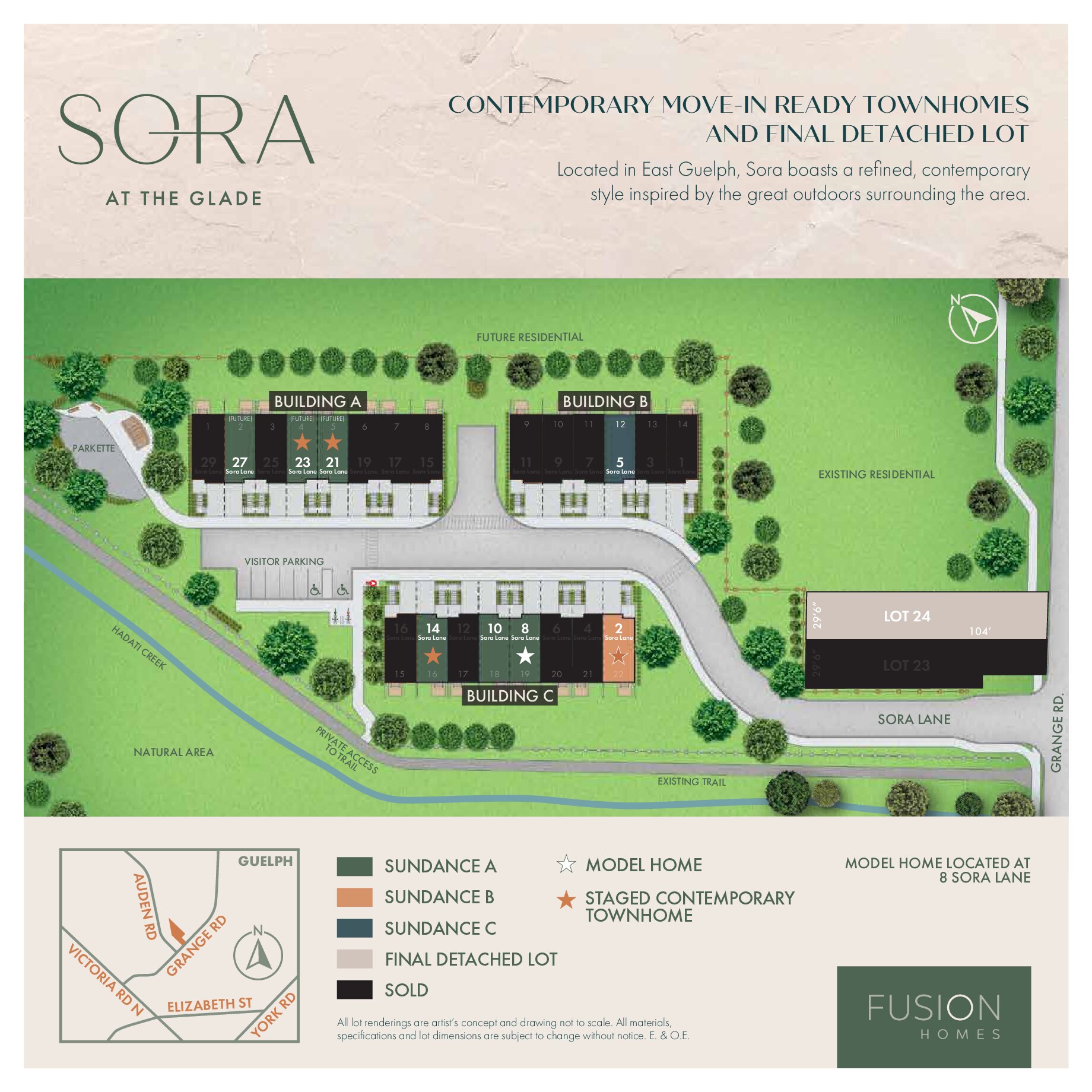 Site plan for Sora at The Glade in Guelph, Ontario