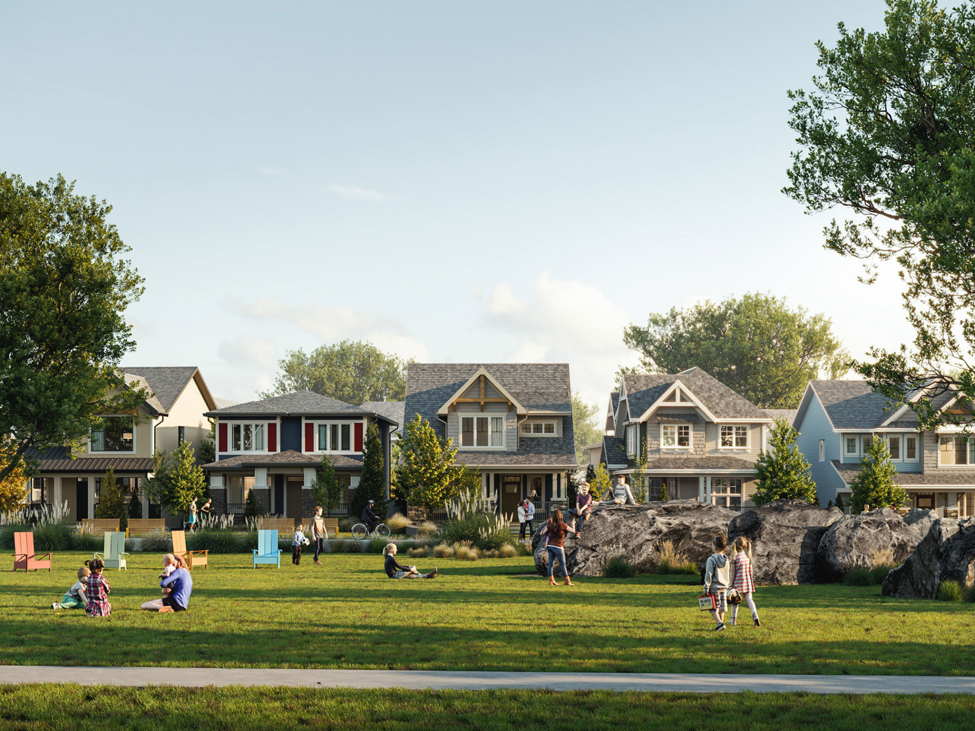 Homes and open green space in Alpine Park