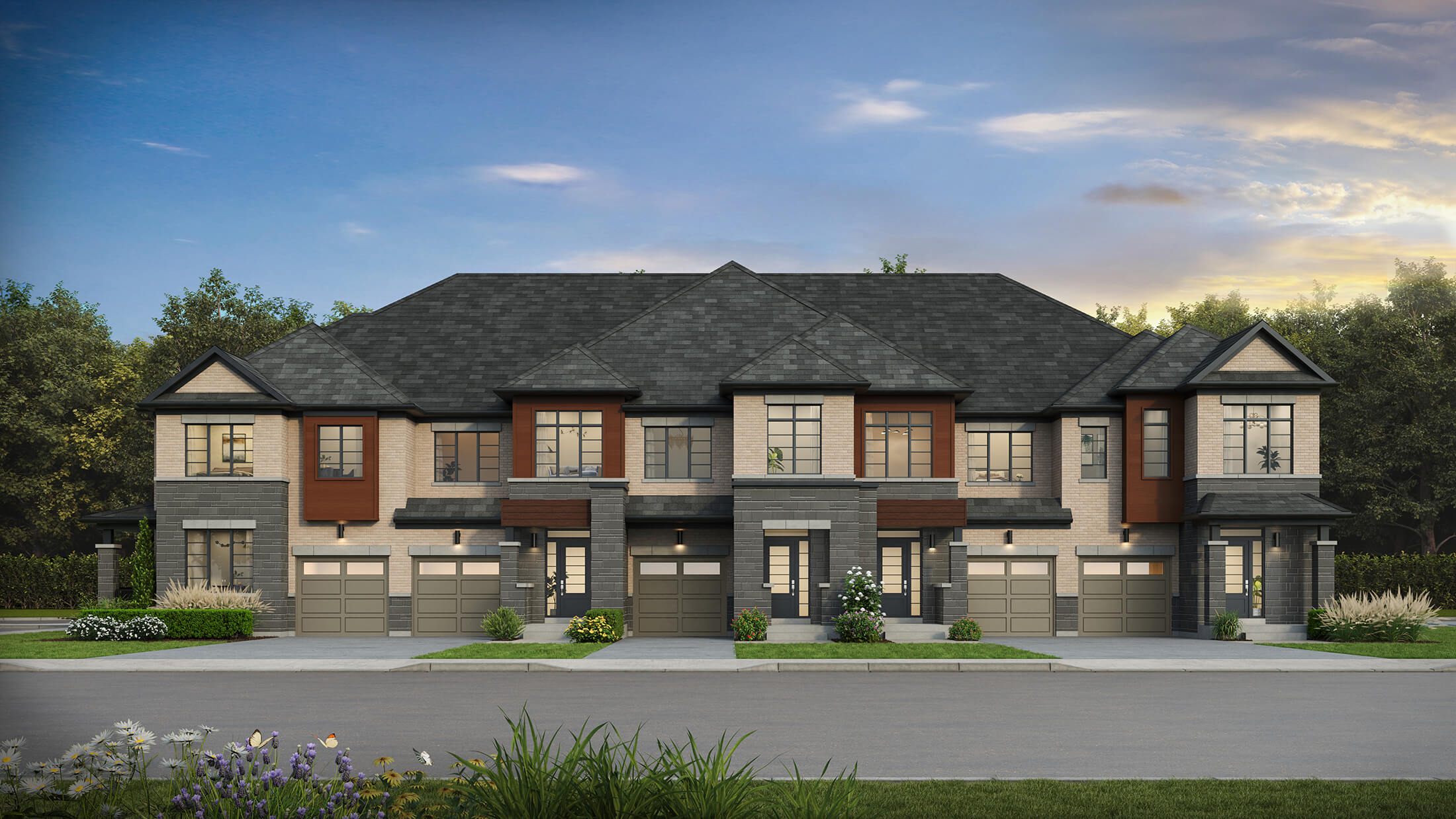New homes at Glenway Townhomes development by Andrin Homes in Newmarket, Ontario