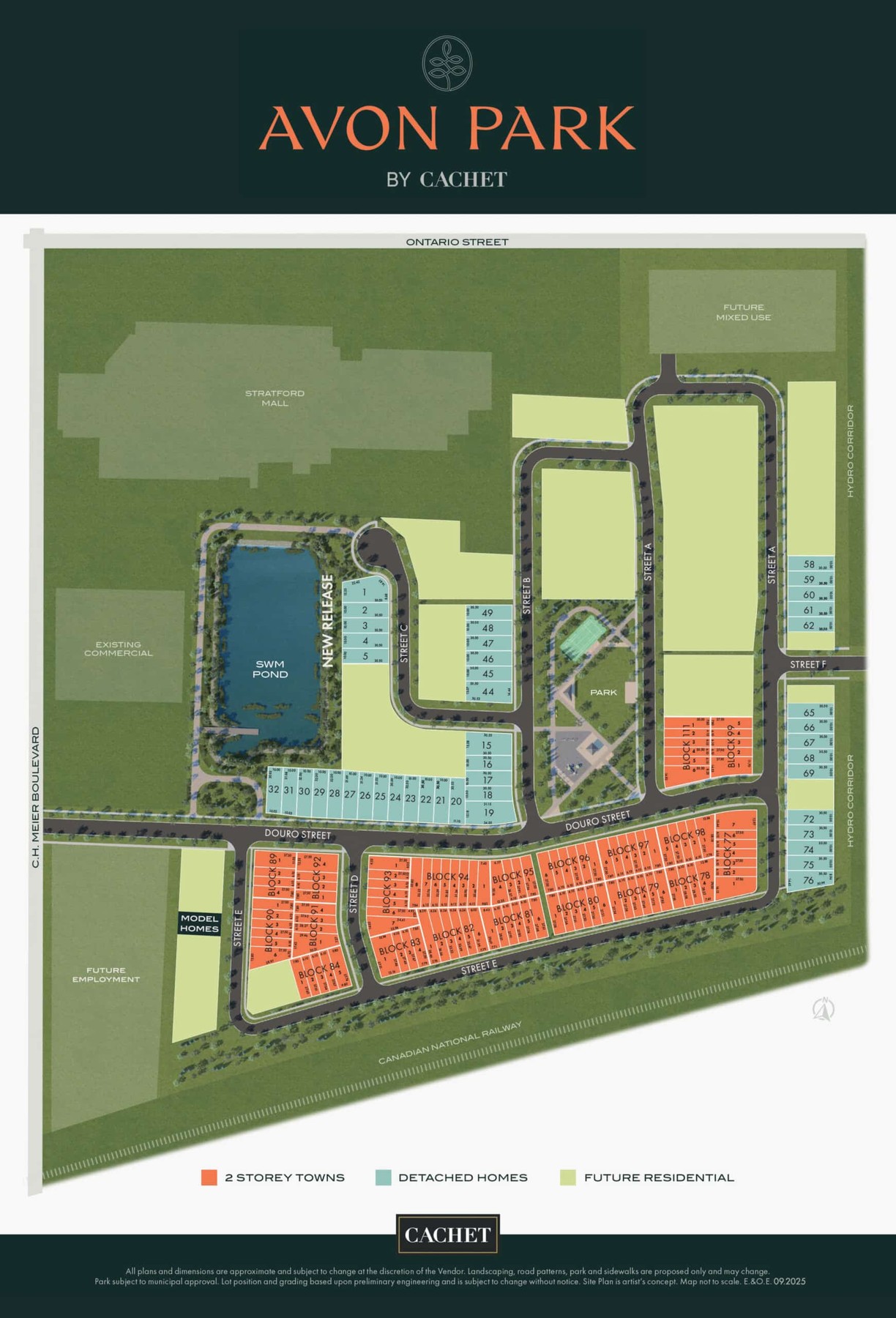 Site plan for Avon Park by Cachet in Stratford, Ontario