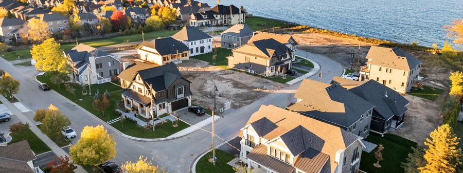 New homes at Watershore development by Marz Homes in Stoney Creek, Ontario