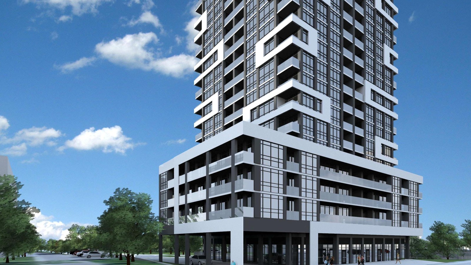 Higher Living street-level building render