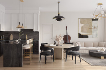 Suite interior rendering for Anthem at The Metalworks
