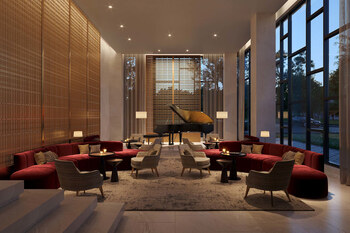 Piano lounge amenity rendering for Anthem at The Metalworks
