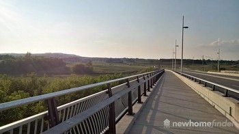 A view back to the Explorers Walk Site - Highway 53 bridge at Grand River