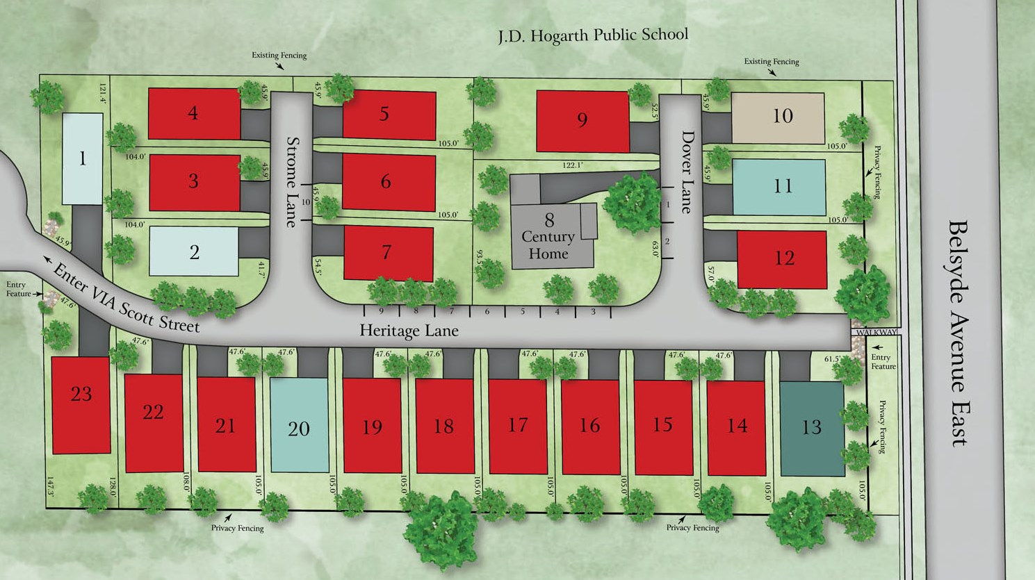 Site plan for Heritage Lane in Fergus, Ontario