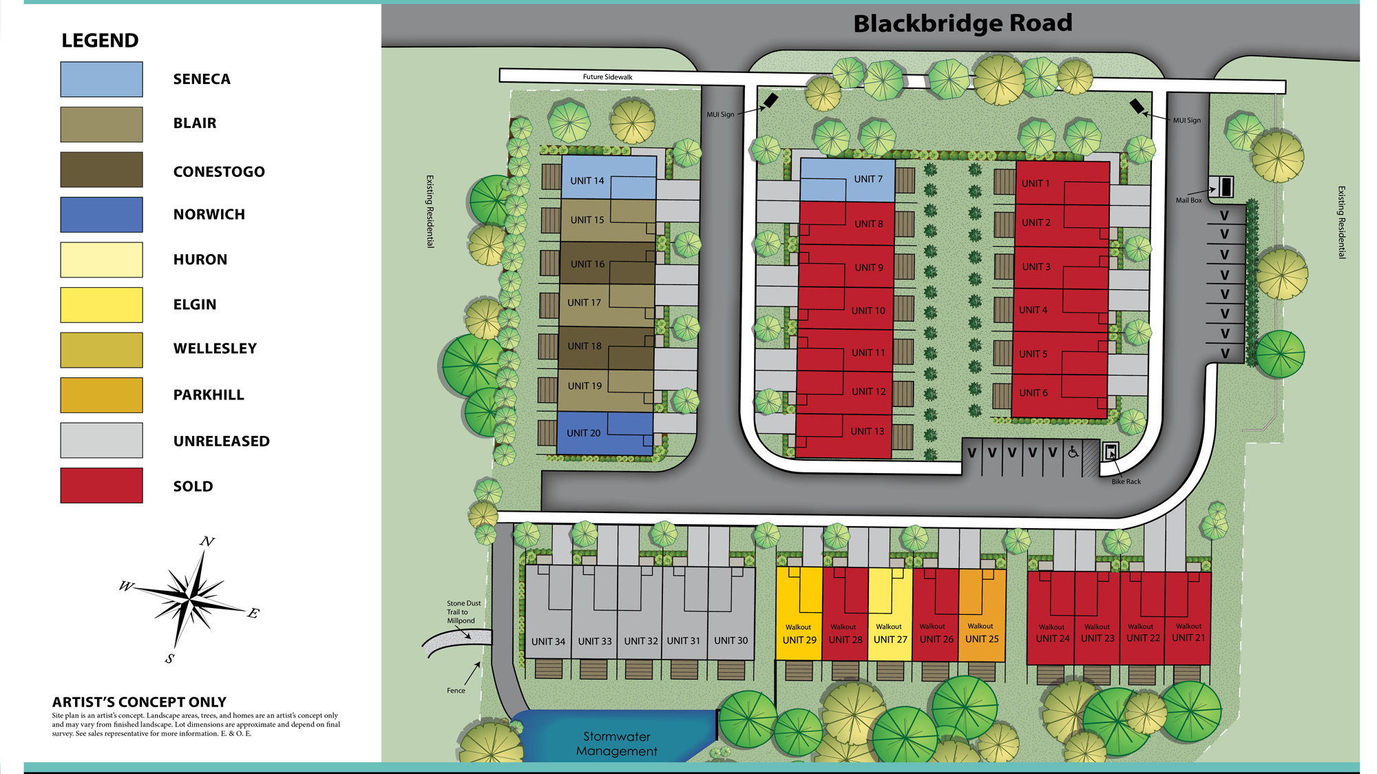 Site plan for Blackbridge Towns in Cambridge, Ontario