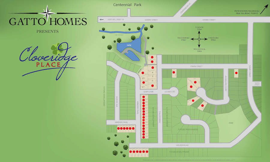 Site plan for Cloveridge Place in Ingersoll, Ontario