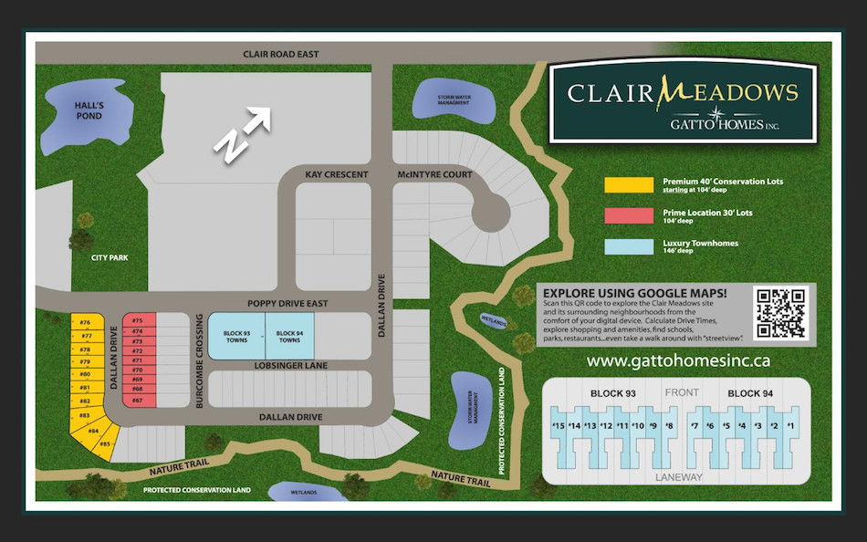 Site plan for Clair Meadows in Guelph, Ontario