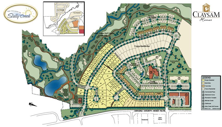 Site plan for The Villages of Sally Creek in Woodstock, Ontario