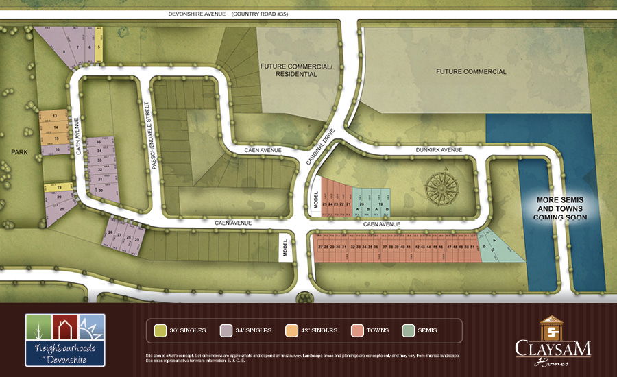 Site plan for Neighbourhoods of Devonshire in Woodstock, Ontario