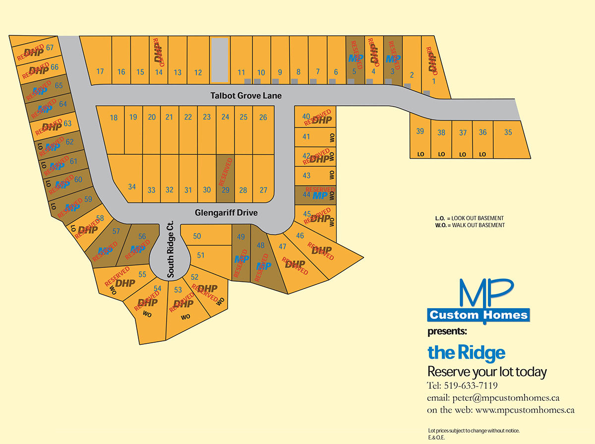 Site plan for The Ridge in Southwold Township, Ontario