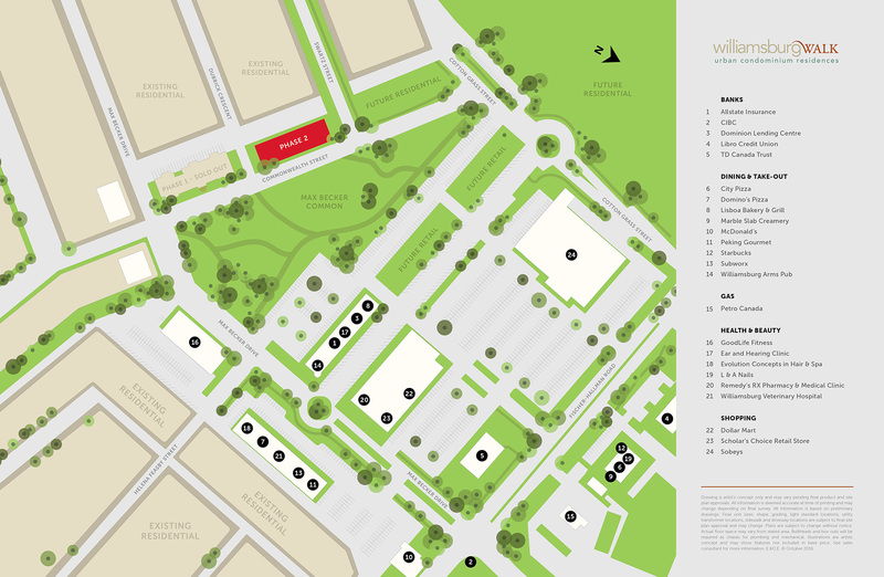 Site plan for Williamsburg Towns in Kitchener, Ontario