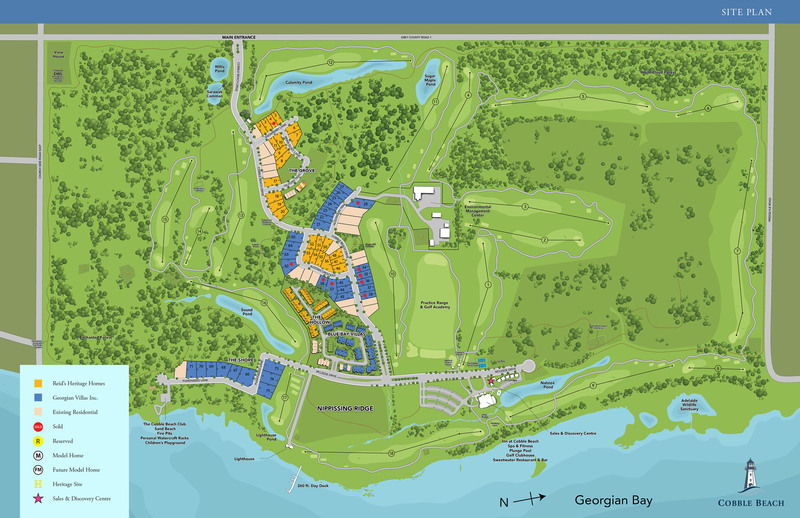 Site plan for Cobble Beach in Kemble, Ontario