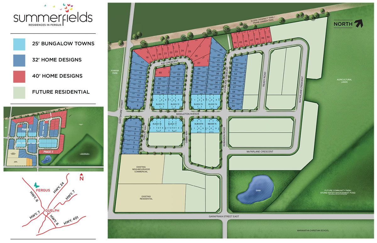 Site plan for Summerfields in Fergus, Ontario