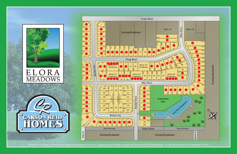 Site plan for Elora Meadows in Elora, Ontario