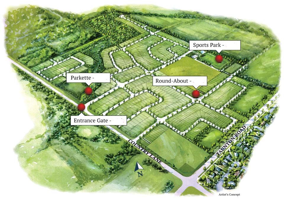 Site plan for Country Lane in Whitby, Ontario