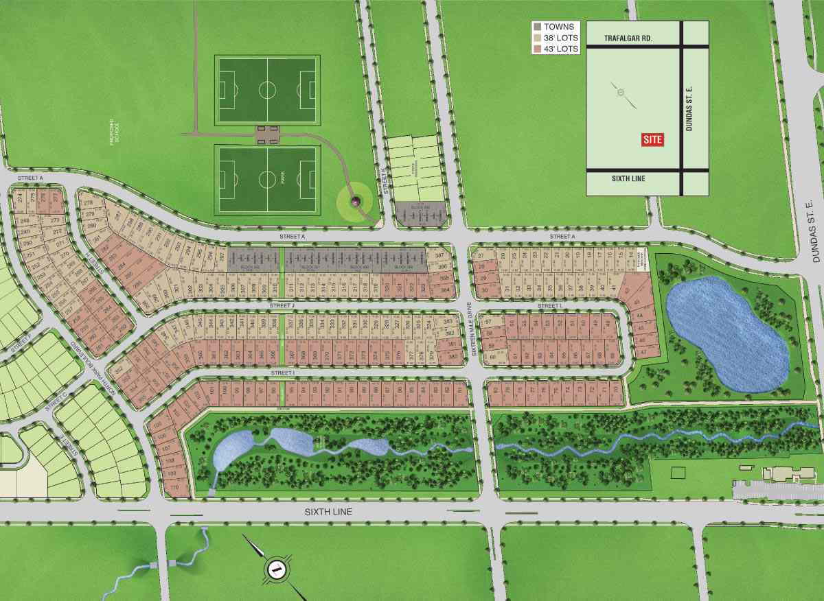 Site plan for Seven Oaks in Oakville, Ontario