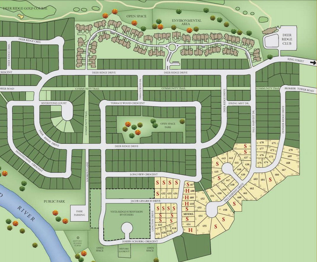 Site plan for Deer Ridge in Kitchener, Ontario