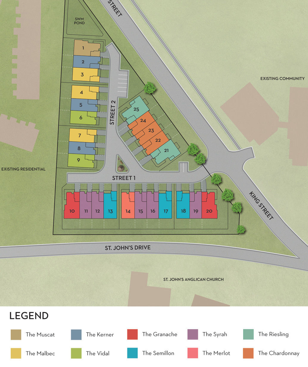 Site plan for The Kingsway at Jordan in Smithville, Ontario