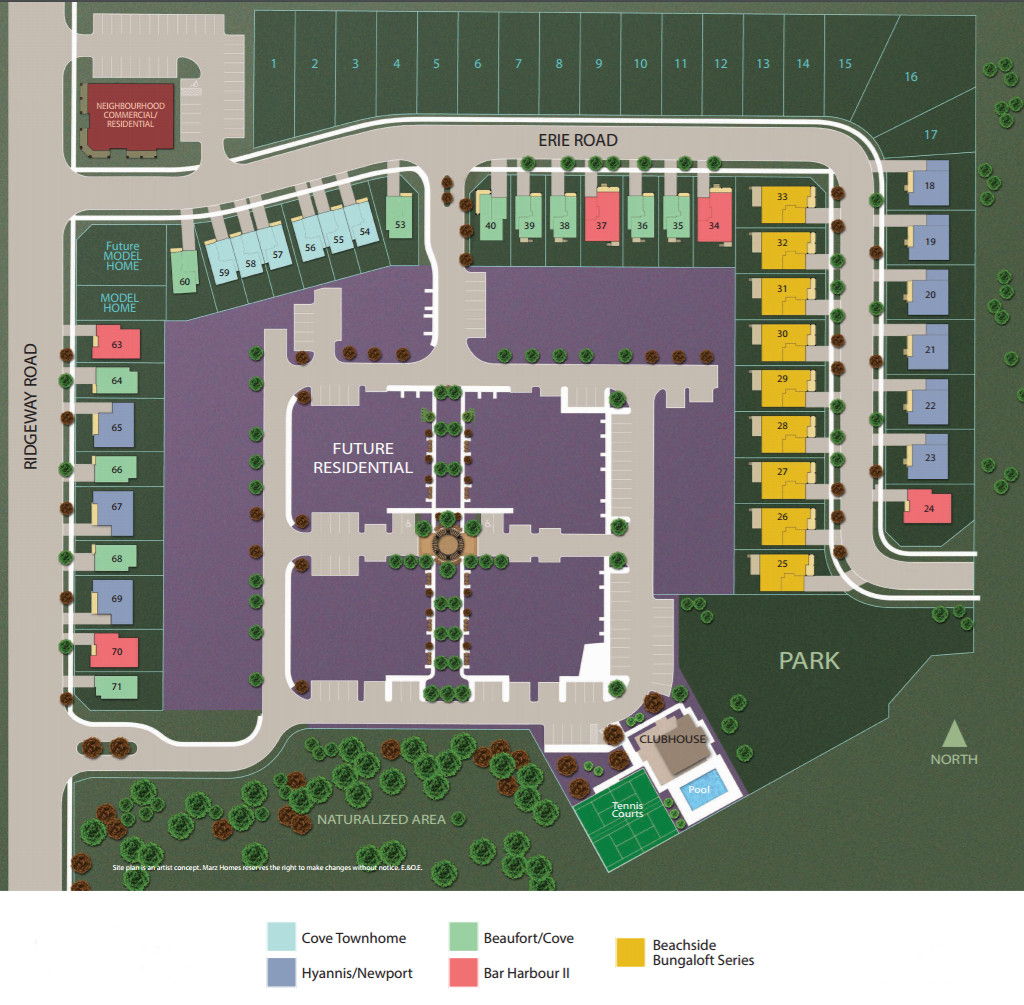 Site plan for South Coast Village in Crystal Beach, Ontario