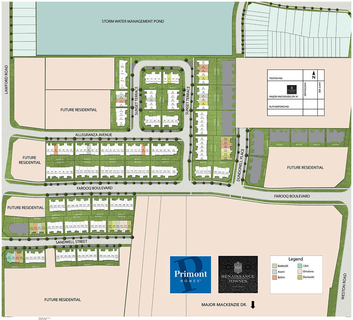 Site plan for Renaissance Townes in Vaughan, Ontario