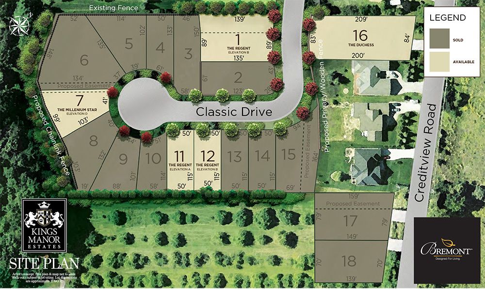 Site plan for King's Manor Estates in Brampton, Ontario