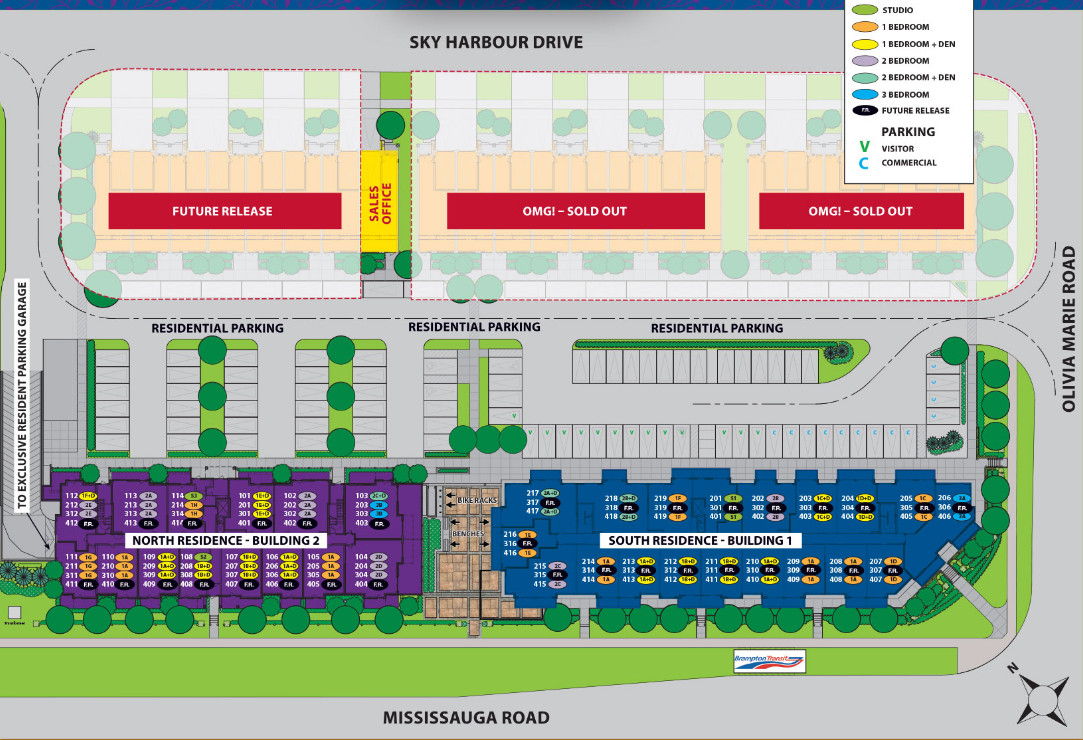 Site plan for Olivia Marie Gardens OMG in Brampton, Ontario