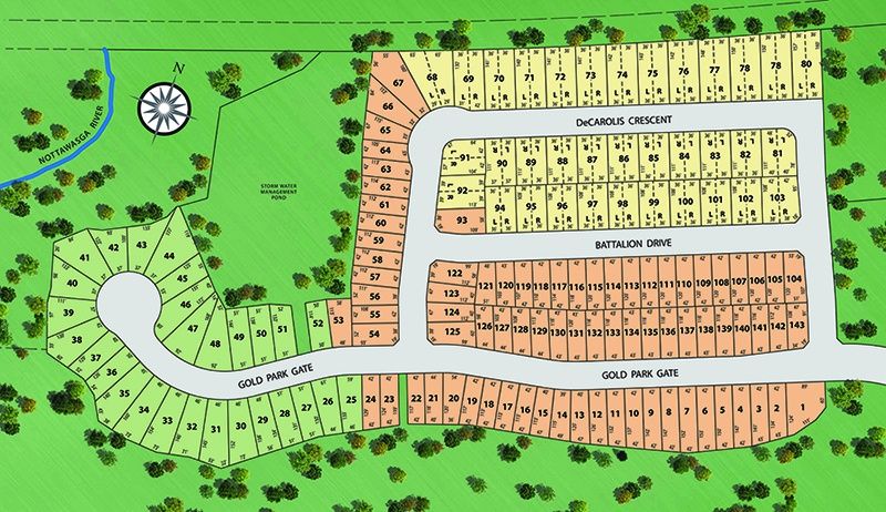 Site plan for Riverwalk in Angus, Ontario