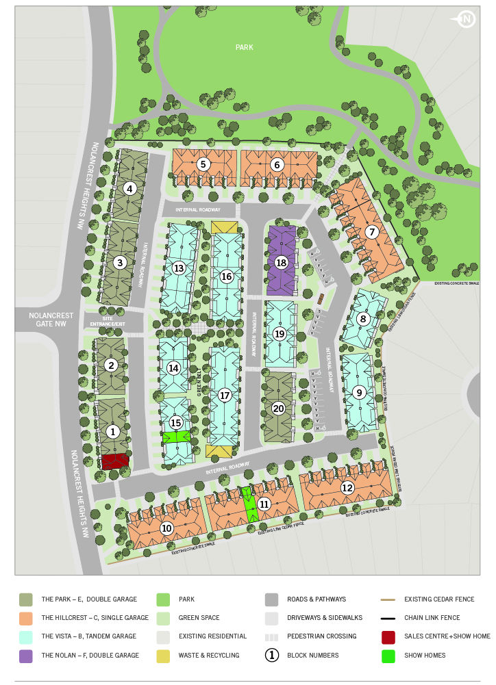 Site plan for Nolan Park in Calgary, Alberta