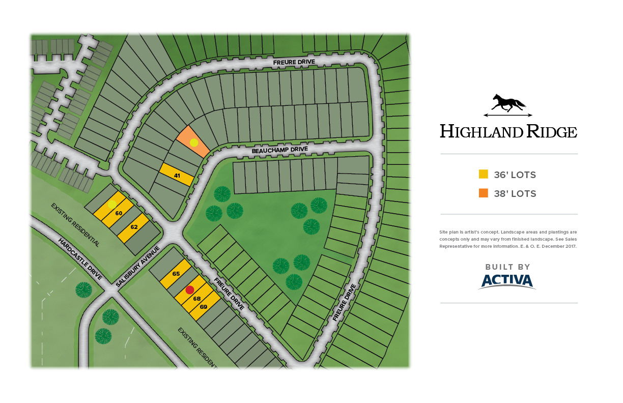 Site plan for Highland Ridge in Cambridge, Ontario