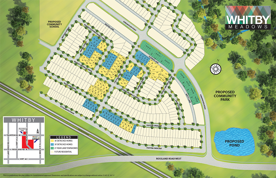 Site plan for Whitby Meadows in Whitby, Ontario