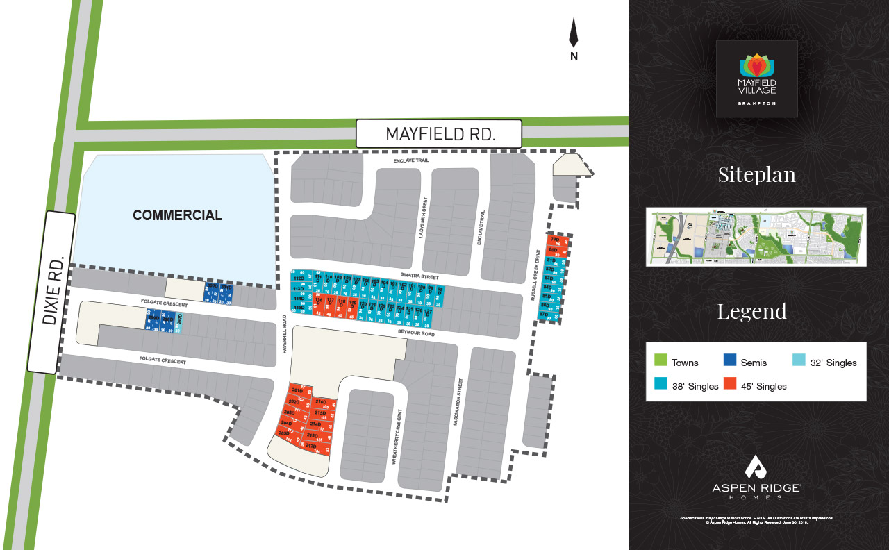 Site plan for Mayfield Village (AR) in Brampton, Ontario