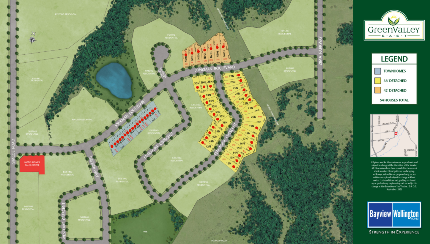 Site plan for Green Valley East in Bradford West Gwillimbury, Ontario