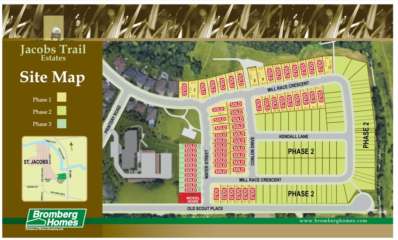 Site plan for Jacobs Trail Estates in St Jacobs, Ontario