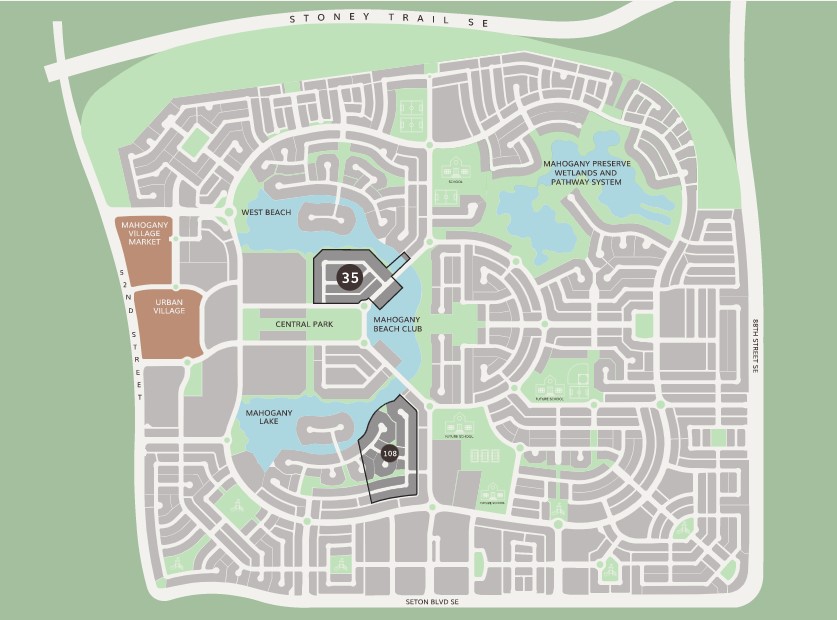 Site plan for Mahogany (Ca) in Calgary, Alberta