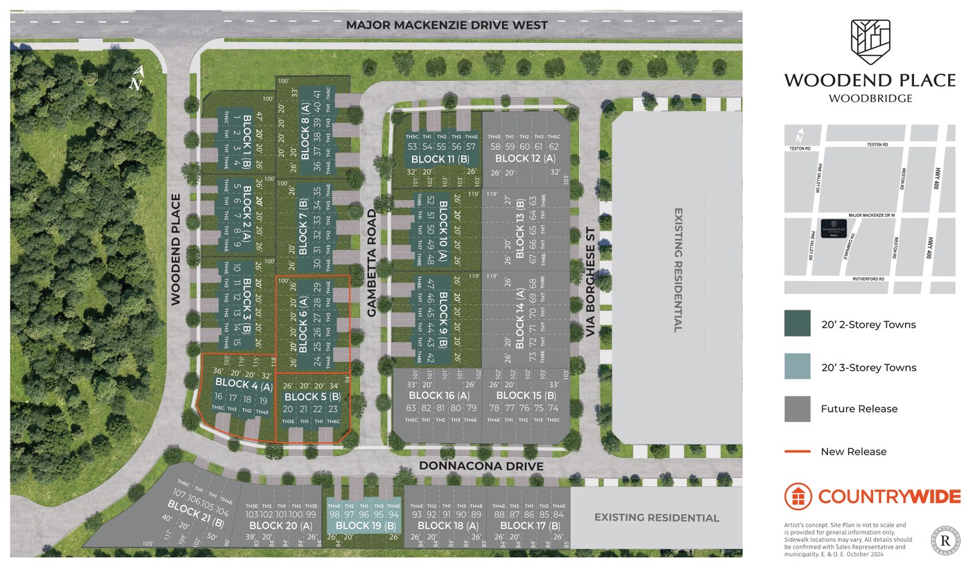 Site plan for Woodend Place in Vaughan, ON