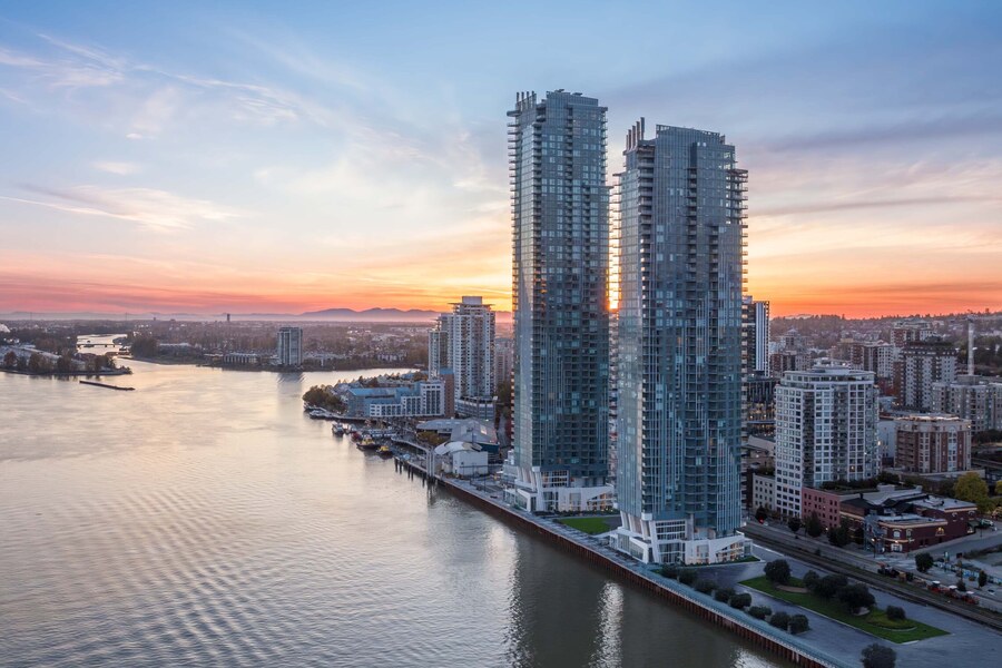 New homes at Pier West development by Bosa Developments in New Westminster, BC