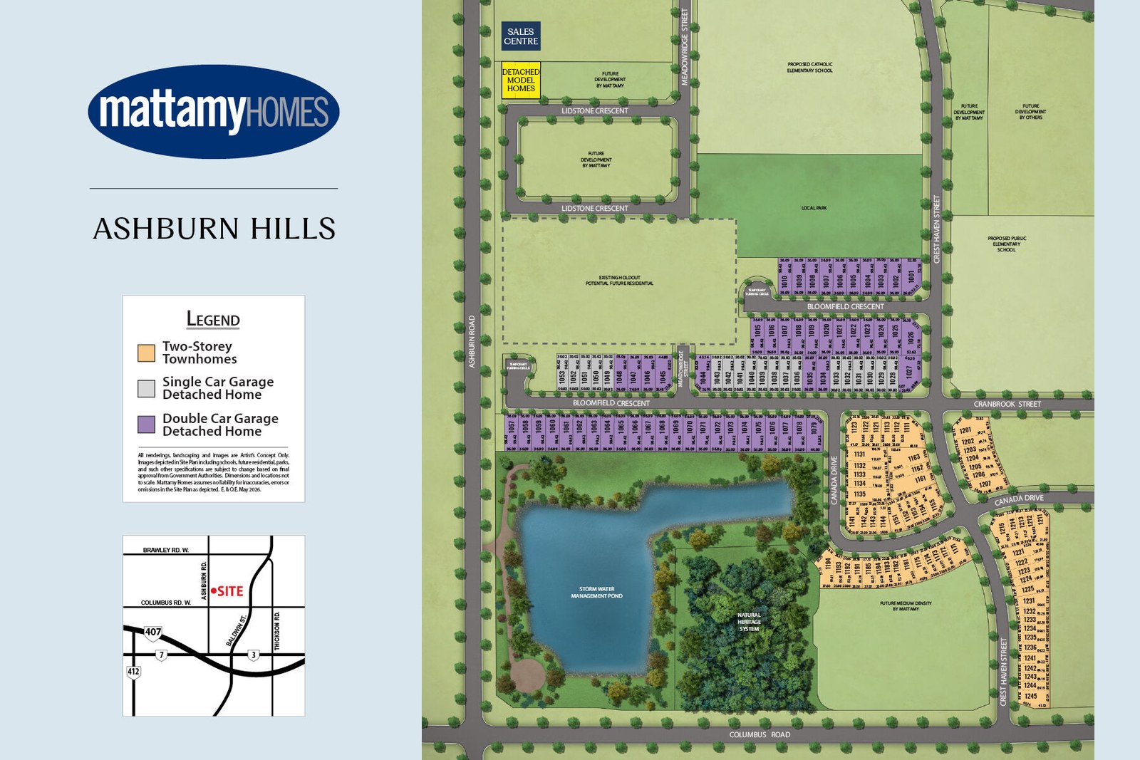 Site plan for Ashburn Hills in Whitby, Ontario