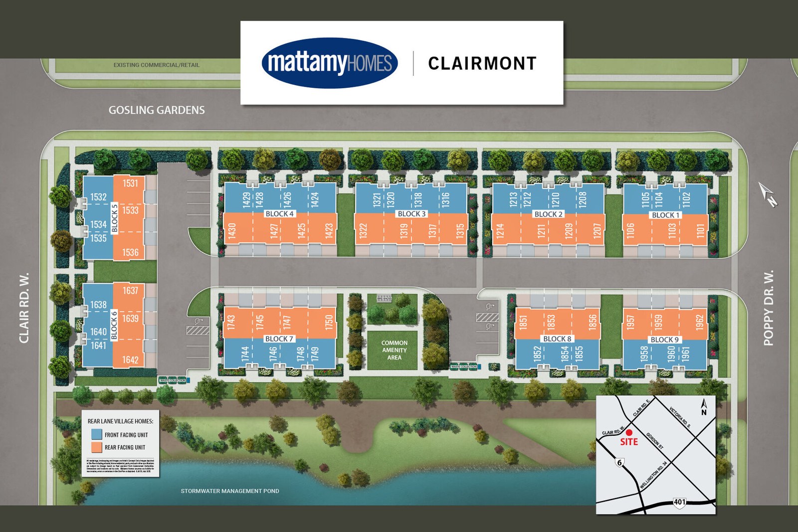 Site plan for Clairmont in Guelph, Ontario