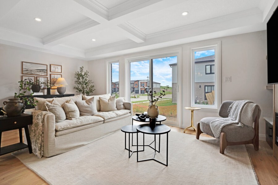 Coventry model home living space in Stratford