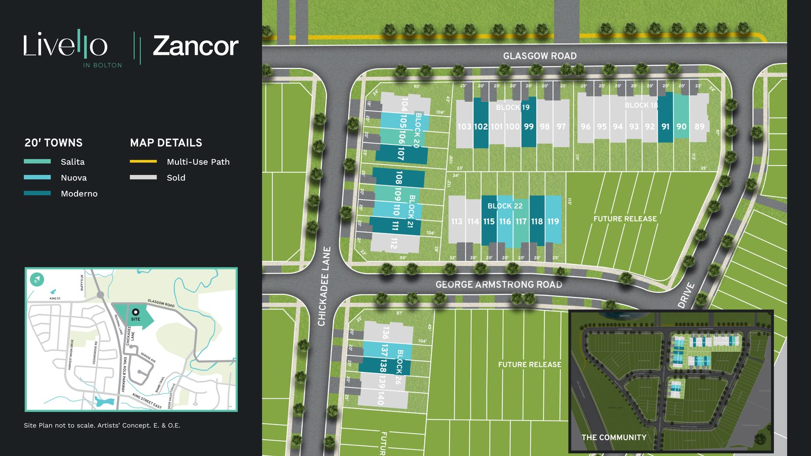 Site plan for Livello in Bolton, Ontario