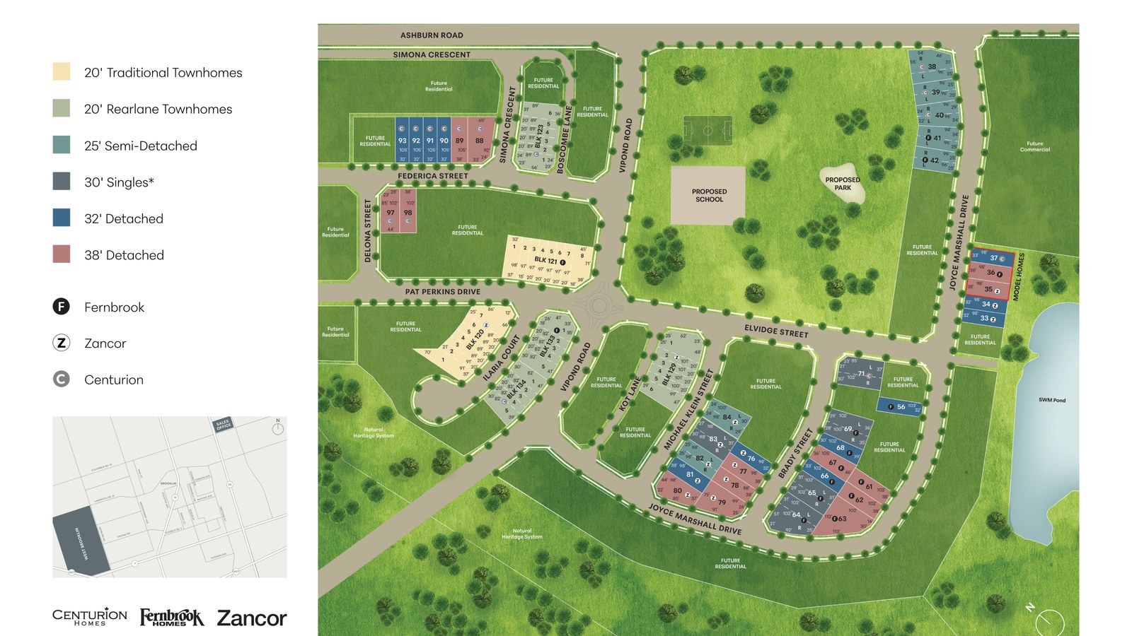 Site plan for West Brooklin in Whitby, Ontario