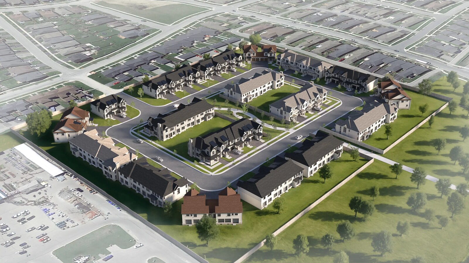 Aerial rendering of Harwood Place in Cobourg