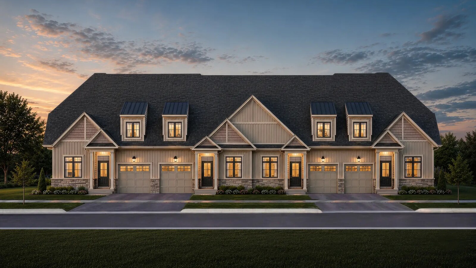 Bungaloft townhome rendering at Harwood Place