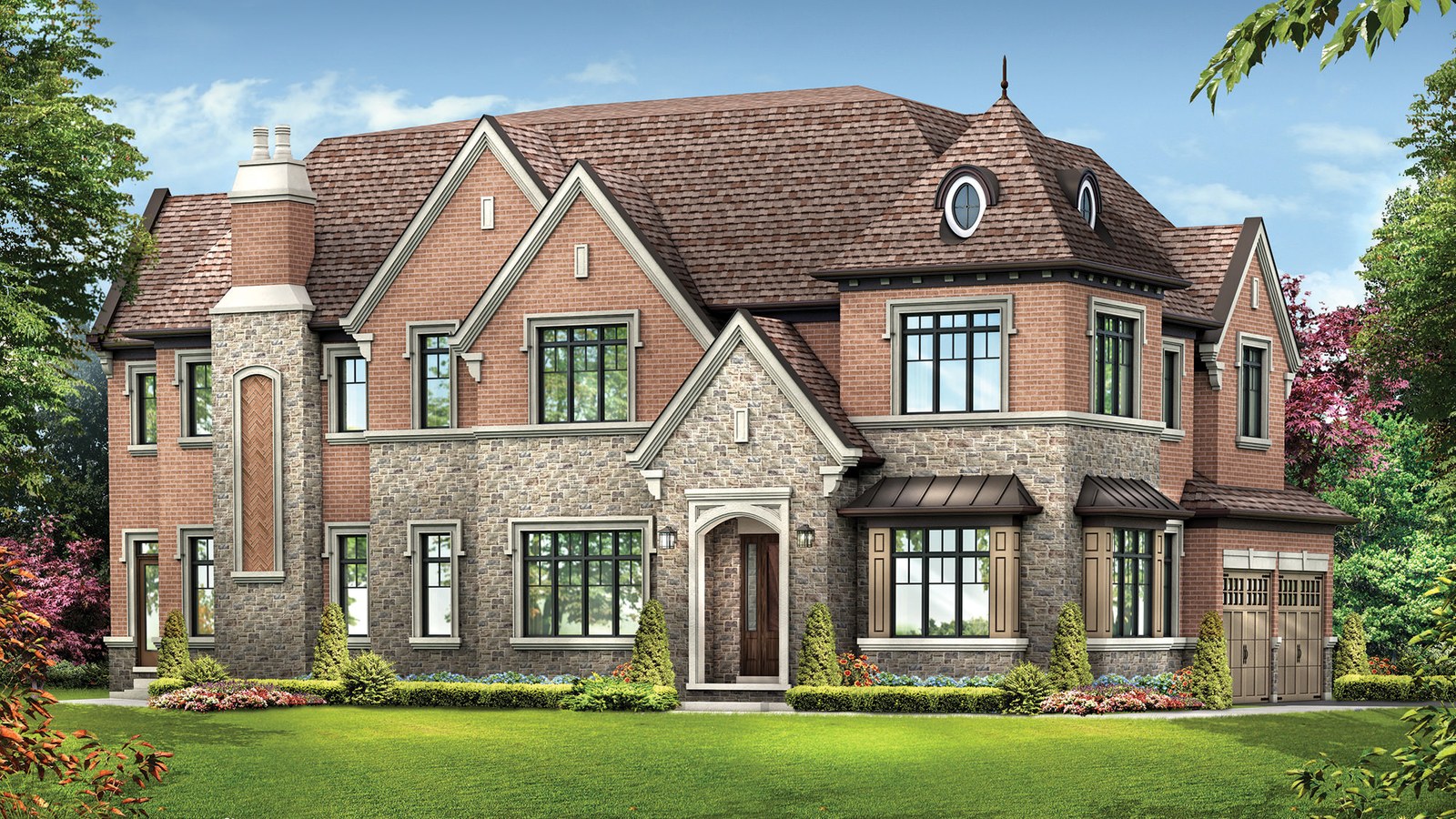 Pinnacle custom home streetscape rendering