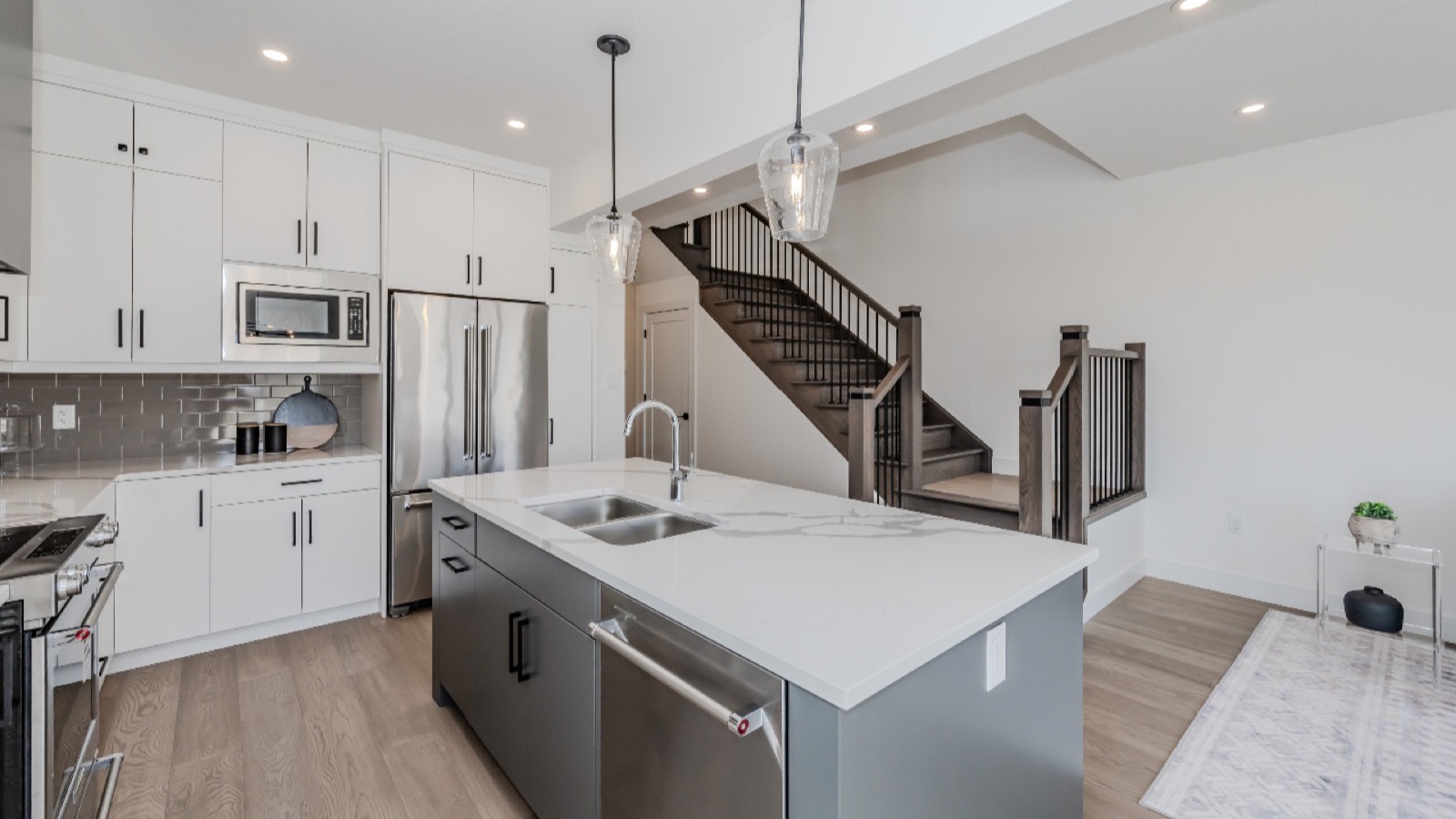 Harvest Hills Towns kitchen and stair detail